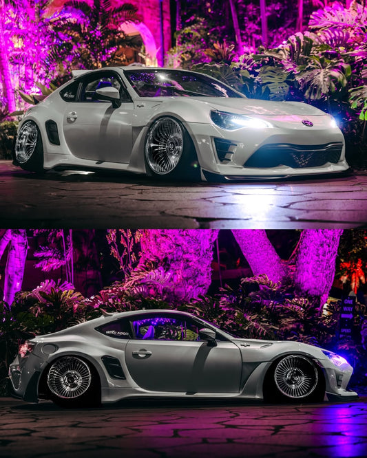 Toyota GT86 86 TRD GT SE Base ZN6 2017 2018 2019 2020 & Scion FR-S FRS ZN6 2013 2014 2015 2016 & BRZ TS Limited Premium ZN6 2013 2014 2015 2016 2017 2018 2019 2020 (compatible with ROBOT widebody kit) with Aftermarket Parts - Front Fenders Replacement & Rear Quarter Fender Flares & Side Skirts Carbon Fiber / FRP from Robot Craftsman