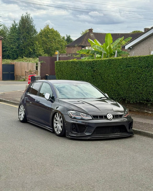 Volkswagen Golf R GTI Base MK7 MK7.5 2015 2016 2017 2018 2019 2020 2021 with Aftermarket Parts - Front Grill Replacement & ROBOT emblem cover Carbon Fiber / FRP from Robot Craftsman