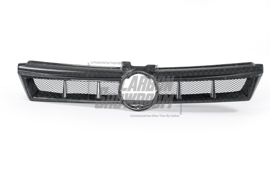 Volkswagen Golf R GTI Base MK7 MK7.5 2015 2016 2017 2018 2019 2020 2021 with Aftermarket Parts - Front Grill Replacement & ROBOT emblem cover Carbon Fiber / FRP from Robot Craftsman