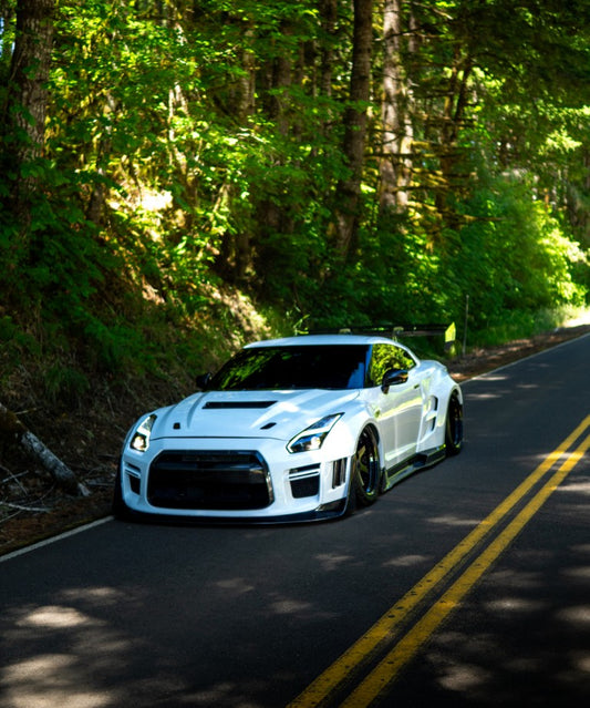 Nissan GTR Nismo Black Edition Track Edition Premium Base 2008 2009 2010 2011 2012 2013 2014 2015 2016 (for installation on 2017-2024 vehicles, 2008-2016 front bumper is recommended) with Aftermarket Parts - "Godzilla" Hood Bonnet Carbon Fiber / FRP from Robot Craftsman