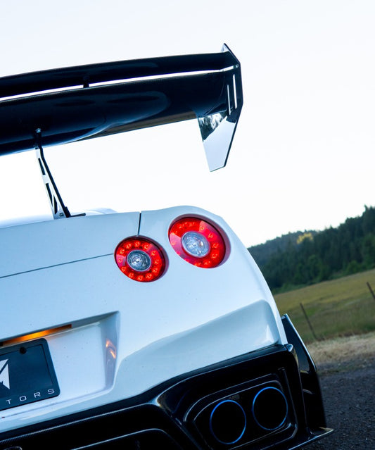 Nissan GTR Nismo T-Spec Black Edition Track Edition Premium Pure CBA DBA EBA 2008 2009 2010 2011 2012 2013 2014 2015 2016 2017 2018 2019 2020 2021 2022 2023 2024 with Aftermarket Parts - "Godzilla" Swan Neck Thor GT Wing Carbon Fiber / FRP from Robot Craftsman