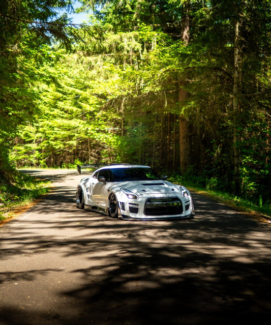 Nissan GTR Nismo Black Edition Track Edition Premium Base CBA DBA 2008 2009 2010 2011 2012 2013 2014 2015 2016 (for installation on 2017 2018 2019 2020 2021 2022 2023 2024 vehicles, 2008 2009 2010 2011 2012 2013 2014 2015 2016 hood is recommended) with Aftermarket Parts - "Godzilla" Widebody Front Bumper & Front Lip Carbon Fiber / FRP from Robot Craftsman