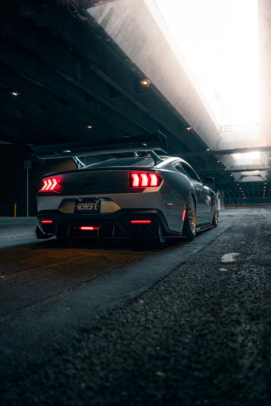 Ford Mustang Ecoboost V6 GT March1 Bullitt S550.1 S550.2 2015 2016 2017 2018 2019 2020 2021 2022 2023 (limits trunk functionality) with Aftermarket Parts - GTD Style Rear Spoiler Wing Carbon Fiber  FRP from Robot Craftsman