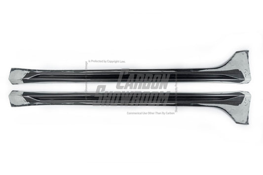 Tesla Model 3 Performance Long Range Standard Base 2017 2018 2019 2020 2021 2022 2023 with Aftermarket Parts - "Hacker" Narrow Body Side Skirts Carbon Fiber / FRP from Robot Craftsman
