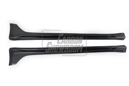 Tesla Model 3 Performance Long Range Standard Base 2017 2018 2019 2020 2021 2022 2023 with Aftermarket Parts - "Hacker" Narrow Body Side Skirts Carbon Fiber / FRP from Robot Craftsman