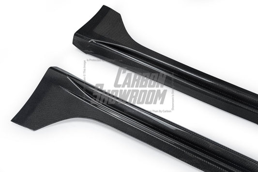 Tesla Model 3 Performance Long Range Standard Base 2017 2018 2019 2020 2021 2022 2023 with Aftermarket Parts - "Hacker" Narrow Body Side Skirts Carbon Fiber / FRP from Robot Craftsman