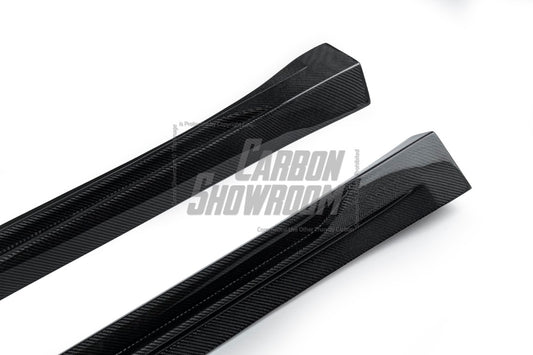 Tesla Model 3 Performance Long Range Standard Base 2017 2018 2019 2020 2021 2022 2023 with Aftermarket Parts - "Hacker" Narrow Body Side Skirts Carbon Fiber / FRP from Robot Craftsman