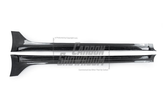 Tesla Model 3 Performance Long Range Standard Base 2017 2018 2019 2020 2021 2022 2023 with Aftermarket Parts - "Hacker" Narrow Body Side Skirts Carbon Fiber / FRP from Robot Craftsman