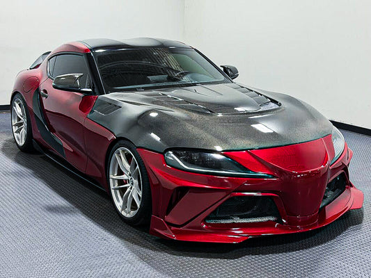 Toyota Supra MK5 A90 A91 3.0 2.0 2020-ON with Aftermarket Parts - "Hyperion" Narrow Body Front Bumper & Lip Carbon Fiber / FRP from Robot Craftsman