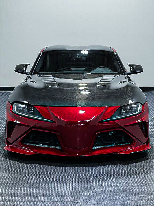 Toyota Supra MK5 A90 A91 3.0 2.0 2020-ON with Aftermarket Parts - "Hyperion" Narrow Body Front Bumper & Lip Carbon Fiber / FRP from Robot Craftsman