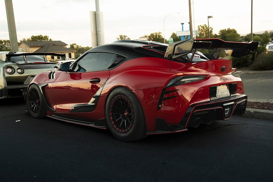 Toyota Supra MK5 A90 A91 3.0 2.0 2020 2021 2022 2023 2024 with Aftermarket Parts - Hyperion Rear Louvers & GT Wing Carbon Fiber / FRP from Robot Craftsman