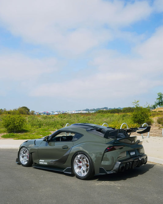 Toyota Supra MK5 A90 A91 3.0 2.0 2020 2021 2022 2023 2024 with Aftermarket Parts - Hyperion Rear Louvers & GT Wing Carbon Fiber / FRP from Robot Craftsman