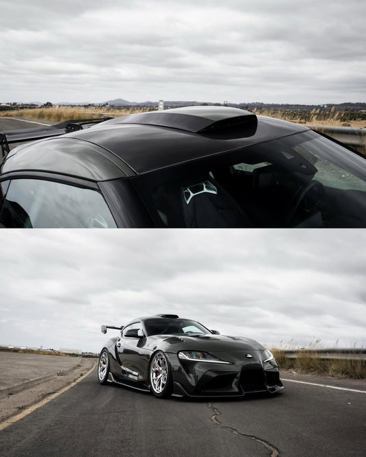 Toyota Supra MK5 A90 A91 3.0 2.0 2020 2021 2022 2023 2024 with Aftermarket Parts - Hyperion Rear Louvers & GT Wing Carbon Fiber / FRP from Robot Craftsman
