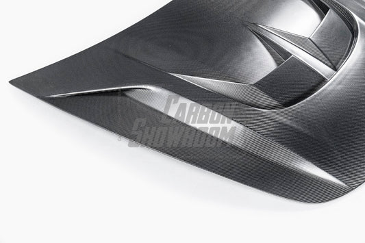 Tesla Model 3 Performance Long Range Standard Base 2017 2018 2019 2020 2021 2022 2023 with Aftermarket Parts - "Hacker" V2 Hood Bonnet Carbon Fiber / FRP from Robot Craftsman