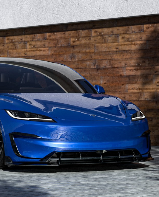Tesla Model 3 Performance 2024-ON with Robot Craftsman's Aftermarket Parts - Front Lip Hidrogai V2 Carbon Fiber / FRP