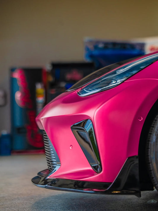 Tesla Model 3 Performance Long Range Standard Base 2017 2018 2019 2020 2021 2022 2023 with Aftermarket Parts - "HACKER" Widebody Front Bumper & Front Splitter Carbon Fiber / FRP from Robot Craftsman