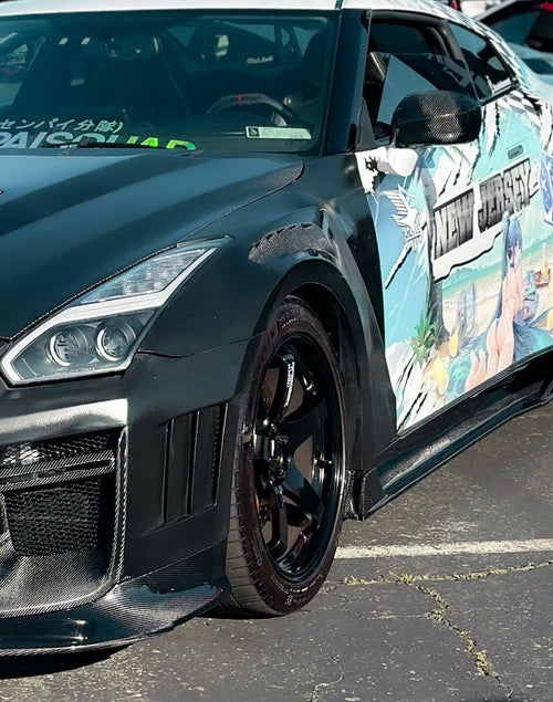 Nissan GTR Nismo T-Spec Black Edition Track Edition Premium Pure 2008 2009 2010 2011 2012 2013 2014 2015 2016 2017 2018 2019 2020 2021 2022 2023 2024 (slightly wider than stock, designed to be compatible with ROBOT CRAFTSMAN front bumper) with Aftermarket Parts - 