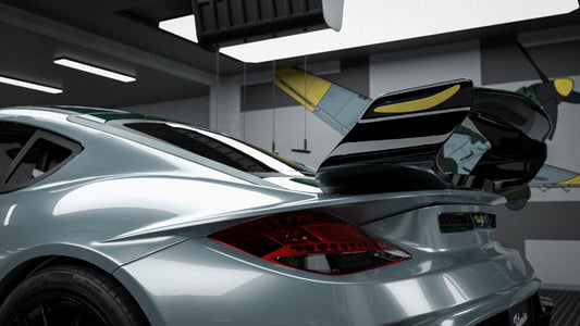 Porsche 987.1 Cayman Base / S 2005 2006 2007 2008 & 987.2 Cayman Base / S / R 2009 2010 2011 2012 with Aftermarket Parts - TITANISM STUKA Rear Quarter Panel Flares Carbon Fiber / FRP from Robot Craftsman