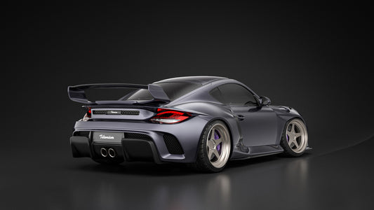 Porsche 987.1 Cayman Base / S 2005 2006 2007 2008 & 987.2 Cayman Base / S / R 2009 2010 2011 2012 with Aftermarket Parts - TITANISM STUKA Rear Quarter Panel Flares Carbon Fiber / FRP from Robot Craftsman