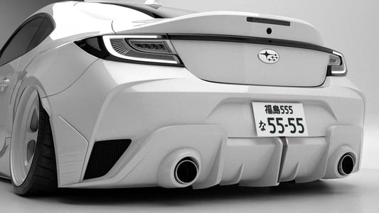 Subaru BRZ ZD8 2022 2023 2024 & Toyota GR86 ZN8 & 2022 2023 2024 with Aftermarket Parts - "SHINING" Widebody Rear Bumper & Diffuser Carbon Fiber / FRP from Robot Craftsman