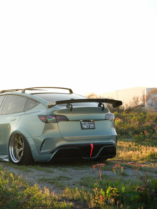 Tesla Model Y Performance AWD Long Range RWD Standard 2020 2021 2022 2023 2024 with Aftermarket Parts - "STARSHIP" Rear Bumper & Diffuser (Third Brake Light Included) PP from Robot Craftsman