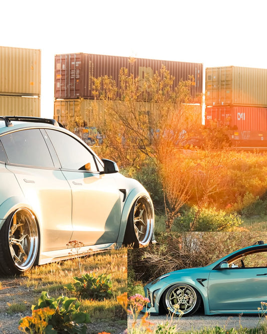 Tesla Model Y Performance AWD Long Range RWD Standard 2020 2021 2022 2023 2024 with Aftermarket Parts - "STARSHIP" Side Skirts PP from Robot Craftsman