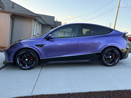 Tesla Model Y Performance AWD Long Range RWD Standard 2020 2021 2022 2023 2024 with Aftermarket Parts - "STARSHIP" Side Skirts PP from Robot Craftsman
