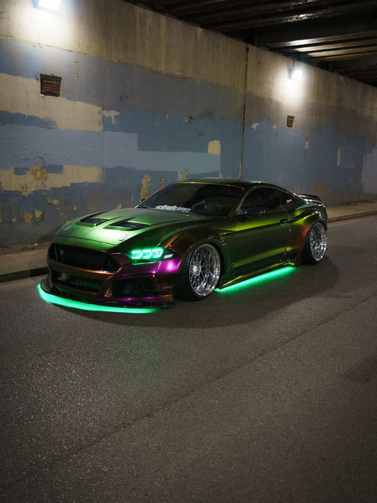 Ford Mustang Ecoboost V6 GT March1 Bullitt S550.1 S550.2 2015 2016 2017 2018 2019 2020 2021 2022 2023 with Aftermarket Parts - STORM Front Bumper Canards Carbon Fiber/FRP from Robot Craftsman