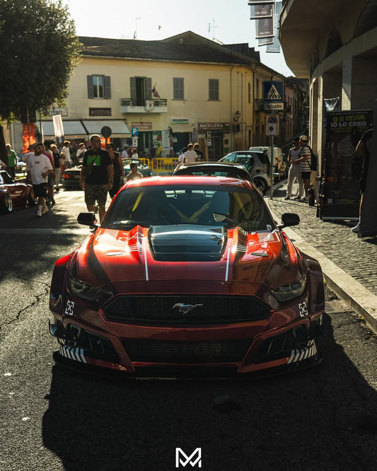 Ford Mustang Ecoboost V6 GT S550.1 2015 2016 2017 with Aftermarket Parts - STORM Hood Bonnet Carbon Fiber / FRP from Robot Craftsman
