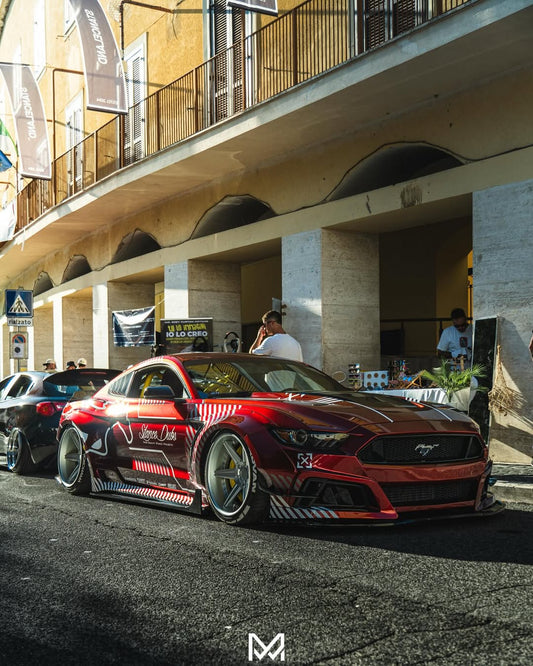 Ford Mustang Ecoboost V6 GT S550.1 2015 2016 2017 & Mustang Ecoboost V6 GT March1 Bullitt S550.2 2018 2019 2020 2021 2022 2023 with Aftermarket Parts - "STORM" Widebody Fender Flares Wheel Arches & Side Skirts Carbon Fiber / FRP from Robot Craftsman