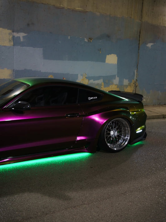 Ford Mustang Ecoboost V6 GT S550.1 2015 2016 2017 & Mustang Ecoboost V6 GT March1 Bullitt S550.2 2018 2019 2020 2021 2022 2023 with Aftermarket Parts - "STORM" Widebody Fender Flares Wheel Arches & Side Skirts Carbon Fiber / FRP from Robot Craftsman