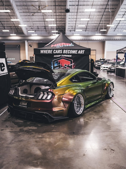 Ford Mustang Ecoboost V6 GT S550.1 2015 2016 2017 & Mustang Ecoboost V6 GT March1 Bullitt S550.2 2018 2019 2020 2021 2022 2023 with Aftermarket Parts - "STORM" Widebody Fender Flares Wheel Arches & Side Skirts Carbon Fiber / FRP from Robot Craftsman