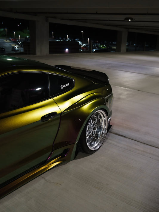 Ford Mustang Ecoboost V6 GT S550.1 2015 2016 2017 & Mustang Ecoboost V6 GT March1 Bullitt S550.2 2018 2019 2020 2021 2022 2023 with Aftermarket Parts - "STORM" Widebody Fender Flares Wheel Arches & Side Skirts Carbon Fiber / FRP from Robot Craftsman