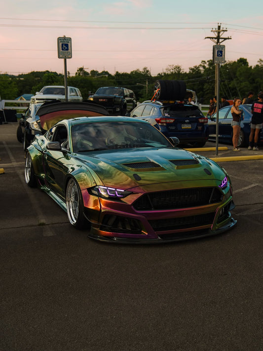Ford Mustang Ecoboost V6 GT March1 Bullitt S550.1 S550.2 2015 2016 2017 2018 2019 2020 2021 2022 2023 with Aftermarket Parts - STORM Front Bumper Canards Carbon Fiber/FRP from Robot Craftsman