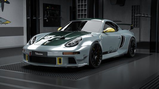 Porsche 987.1 Cayman & Boxster Base / S 2005 2006 2007 2008 & 987.2 Cayman & Boxster Base / S / R 2009 2010 2011 2012 with Aftermarket Parts - TITANISM STUKA Front Canards Carbon Fiber / FRP from Robot Craftsman