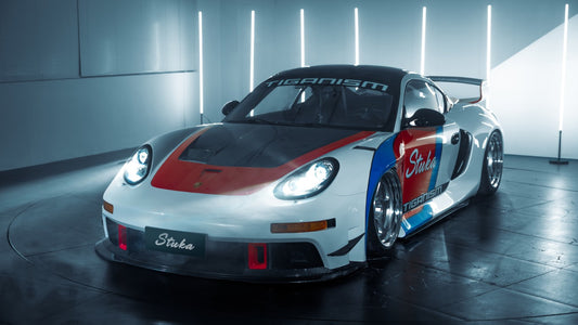 Porsche 987.1 Cayman & Boxster Base / S 2005 2006 2007 2008 & 987.2 Boxster Base / S / R 2009 2010 2011 2012 & 997.1 911 Carrera/S/4S/Targa/Targa4S/GTS/Turbo/Turbo S/GT3/GT3RS 2005 2006 2007 2008 & 997.1 911 Carrera/S/4S/Targa/Targa4S/GTS/Turbo/Turbo S/GT3/GT3RS/GT2 2009 2010 2011 2012 with Aftermarket Parts - TITANISM STUKA Hood Carbon Fiber / FRP from Robot Craftsman