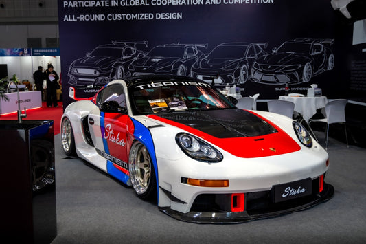 Porsche 987.1 Cayman & Boxster Base / S 2005 2006 2007 2008 & 987.2 Boxster Base / S / R 2009 2010 2011 2012 & 997.1 911 Carrera/S/4S/Targa/Targa4S/GTS/Turbo/Turbo S/GT3/GT3RS 2005 2006 2007 2008 & 997.1 911 Carrera/S/4S/Targa/Targa4S/GTS/Turbo/Turbo S/GT3/GT3RS/GT2 2009 2010 2011 2012 with Aftermarket Parts - TITANISM STUKA Hood Carbon Fiber / FRP from Robot Craftsman