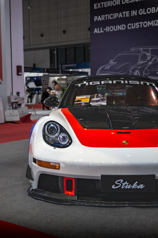 Porsche 987.1 Cayman Boxster Base / S 2005 2006 2007 2008 987.2 Cayman &amp; Boxster Base / S / R 2009 2010 2011 2012 with Aftermarket Parts - TITANISM STUKA Front Bumper