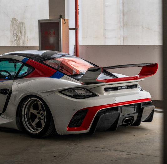 Porsche 987.1 Cayman Base / S 2005 2006 2007 2008 (Requires 987.2 taillights) & 987.2 Cayman Base / S / R 2009 2010 2011 2012 with Aftermarket Parts - TITANISM STUKA Rear Diffuser Carbon Fiber / FRP from Robot Craftsman
