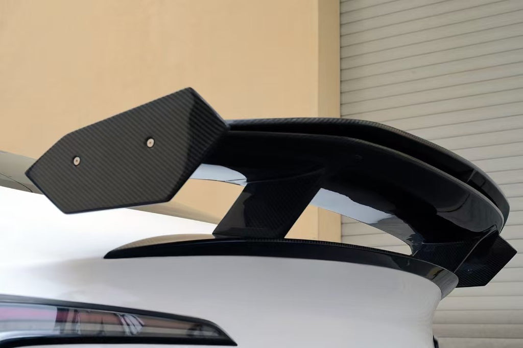 Tesla Model 3 Highland / Performance 2024 with Aftermarket Parts - V3 Rear Spoiler Carbon Fiber / FRP from Robot Craftsman