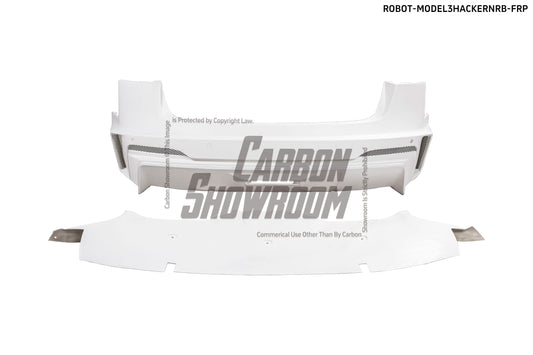 Tesla Model 3 Performance Long Range Standard Base 2017 2018 2019 2020 2021 2022 2023 with Aftermarket Parts - "HACKER" Rear Bumper & Diffuser Carbon Fiber / FRP from Robot Craftsman