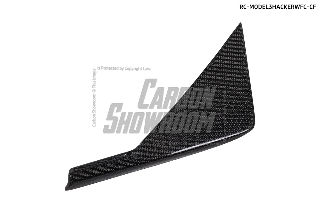 Tesla Model 3 Performance Long Range Standard Base 2017 2018 2019 2020 2021 2022 2023 with Aftermarket Parts - "Hacker" Widebody Front Bumper Canards Carbon Fiber / FRP from Robot Craftsman