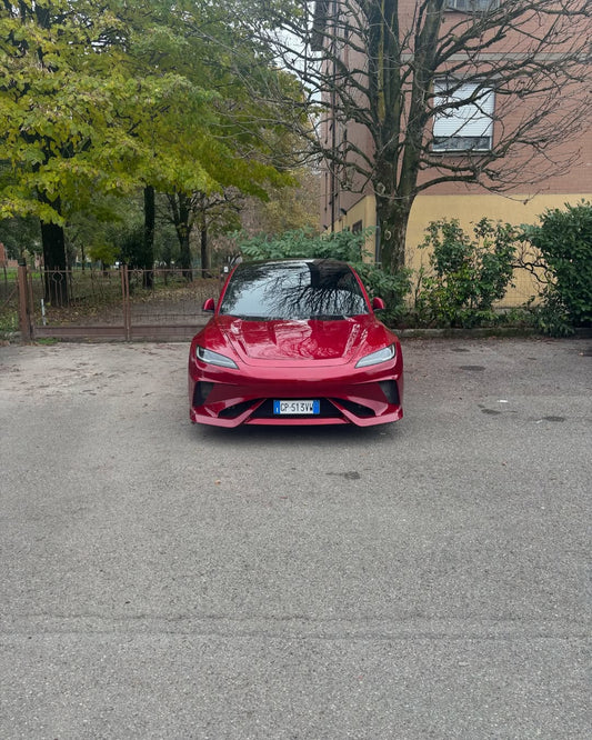 Tesla Model 3 Highland / Performance 2024-ON with Aftermarket Parts - Hacker Widebody Front Bumper & Lip Carbon Fiber / FRP from Robot Craftsman