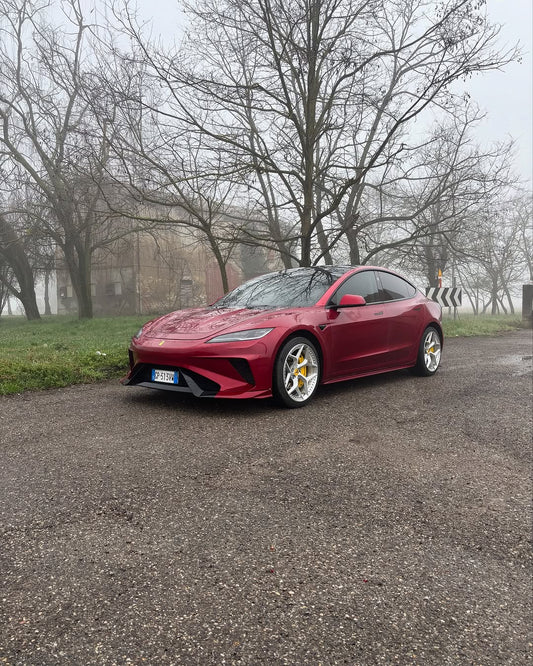 Tesla Model 3 Highland / Performance 2024-ON with Aftermarket Parts - Hacker Widebody Front Bumper & Lip Carbon Fiber / FRP from Robot Craftsman