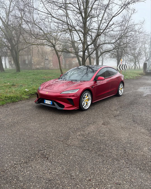 Tesla Model 3 Highland / Performance 2024-ON with Aftermarket Parts - Hacker Widebody Front Bumper & Lip Carbon Fiber / FRP from Robot Craftsman