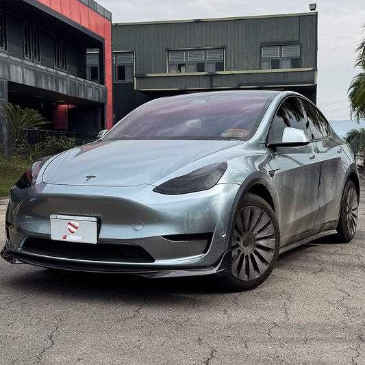 Tesla Model Y Performance AWD Long Range RWD Standard 2020 2021 2023 2024 with Aftermarket Parts - "CRYPTON" Front Lip Carbon Fiber / FRP from Robot Craftsman