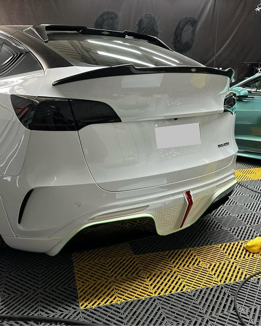 Tesla Model Y Performance AWD Long Range RWD Standard 2020 2021 2022 2023 2024 with Aftermarket Parts - "STARSHIP" Rear Bumper & Diffuser (Third Brake Light Included) PP from Robot Craftsman