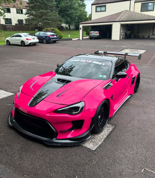 Toyota GT86 86 TRD GT SE Base ZN6 2017 2018 2019 2020 & Scion FR-S FRS ZN6 2013 2014 2015 2016 & BRZ TS Limited Premium ZN6 2013 2014 2015 2016 2017 2018 2019 2020 (compatible with ROBOT widebody kit) with Aftermarket Parts - Front Fenders Replacement & Rear Quarter Fender Flares & Side Skirts Carbon Fiber / FRP from Robot Craftsman