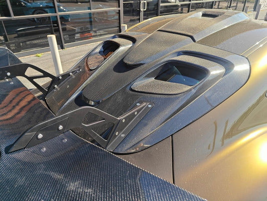 Toyota Supra MK5 A90 A91 3.0 2.0 2020 2021 2022 2023 2024 with Aftermarket Parts - Hyperion Rear Louvers & GT Wing Carbon Fiber / FRP from Robot Craftsman