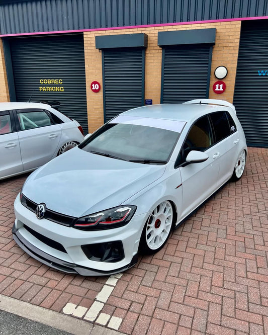 Volkswagen Golf R GTI Base MK7 MK7.5 2015 2016 2017 2018 2019 2020 2021 & Golf R GTI Base MK7 2015 2016 2017 & Golf R GTI Base MK7.5 2018 2019 2020 2021 with Aftermarket Parts - Front Lip & Front Bumper Carbon Fiber / FRP from Robot Craftsman